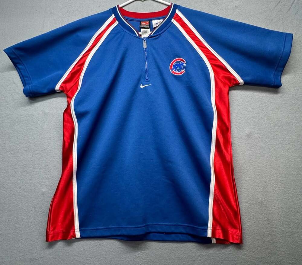 Nike Chicago Cubs MLB Baseball Quarter Zip Shirt Size L 16-18 Blue